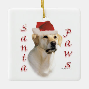 Labrador Retriever (gelb) Santa Paws Keramikornament