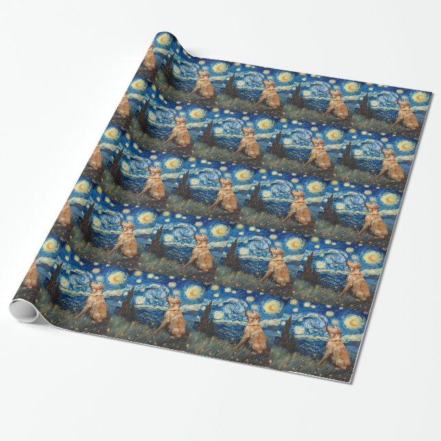 Labrador Retriever Gelbe Labrador Hund Starry Nigh Geschenkpapier (Ungerollt)