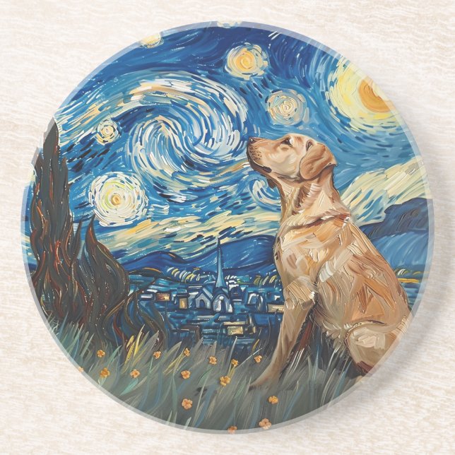 Labrador Retriever Gelbe Labrador Hund Starry Nigh Getränkeuntersetzer (Vorne)