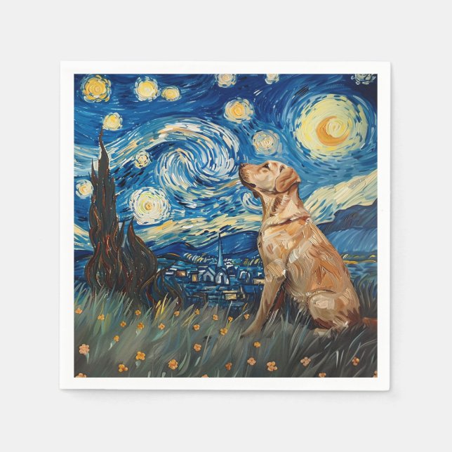 Labrador Retriever Gelbe Labrador Hund Starry Nigh Serviette (Vorderseite)