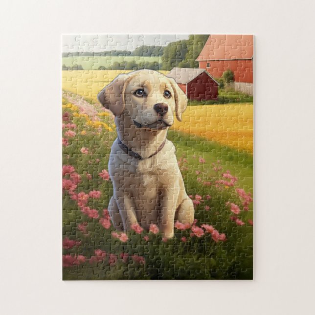Labrador Retriever Gelber Welpe Puzzle (Vertikal)