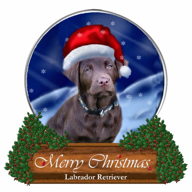 Labrador Retriever gibt Weihnachtsschmuck Fotoskulptur Ornament (Vorne)