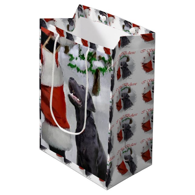 Labrador Retriever Glaube Weihnachten Mittlere Geschenktüte (Vorderseite Schrägansicht)