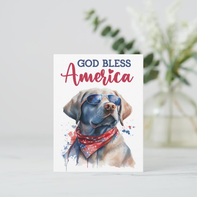 Labrador Retriever, God Bless America Postcard Postkarte (Stehend Vorderseite)