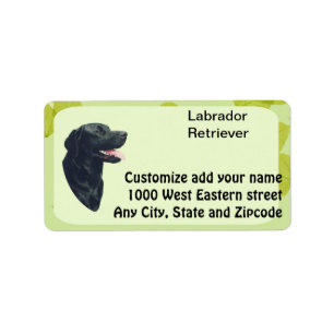 Labrador Retriever ~ Green Blätter Design Adressaufkleber