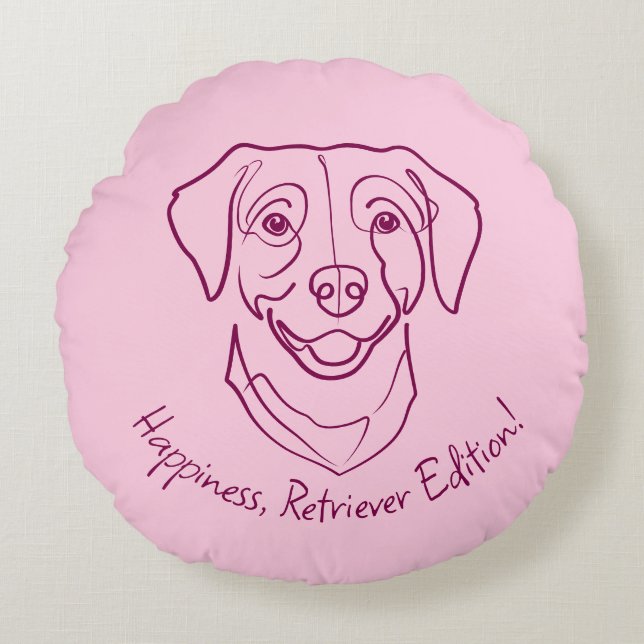 Labrador Retriever. Happiness, Retriever Edition! Rundes Kissen (Vorderseite)