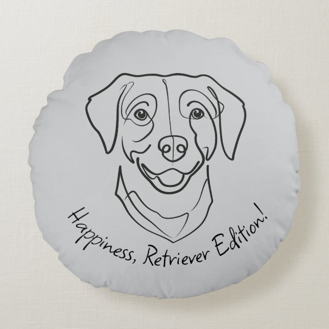 Labrador Retriever. Happiness, Retriever Edition! Rundes Kissen (Vorderseite)