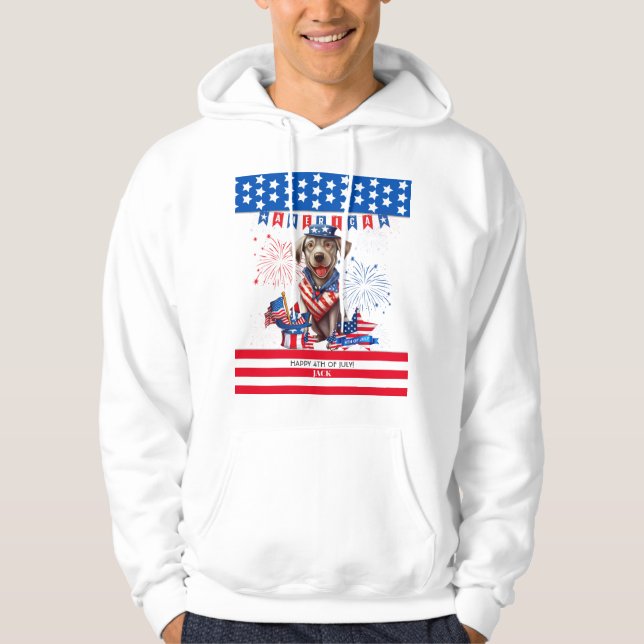 Labrador Retriever Happy 4. Juli Unabhängigkeit Hoodie (Vorderseite)