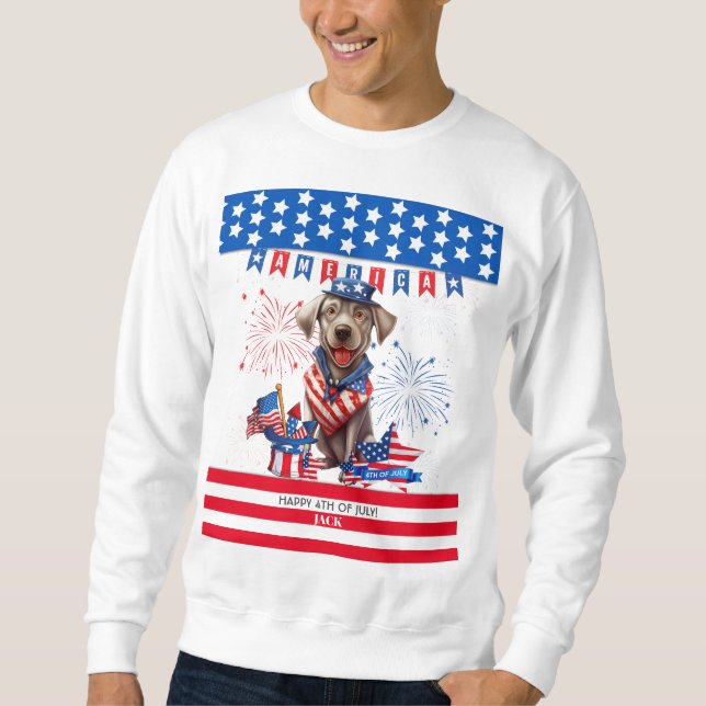 Labrador Retriever Happy 4. Juli Unabhängigkeit Sweatshirt (Vorderseite)