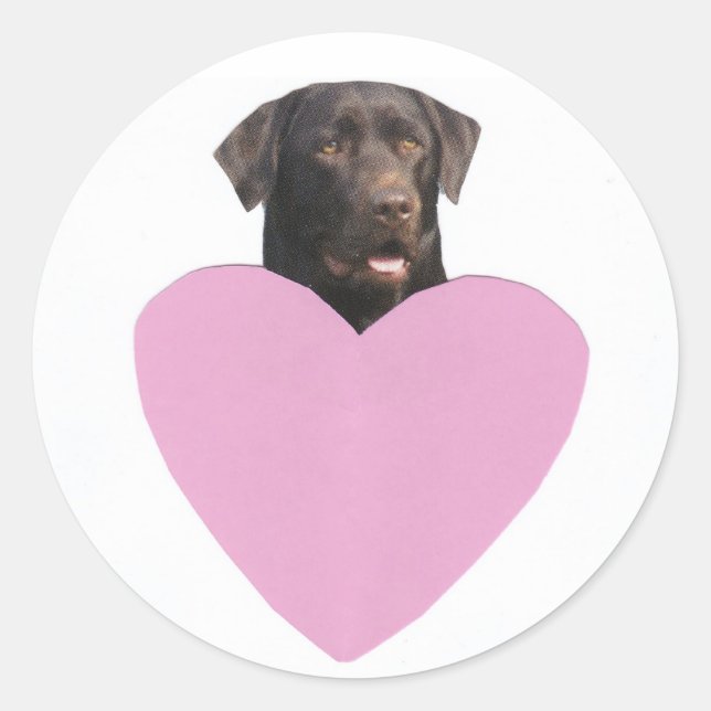 Labrador Retriever Happy Valentine's Day Runder Aufkleber (Vorderseite)