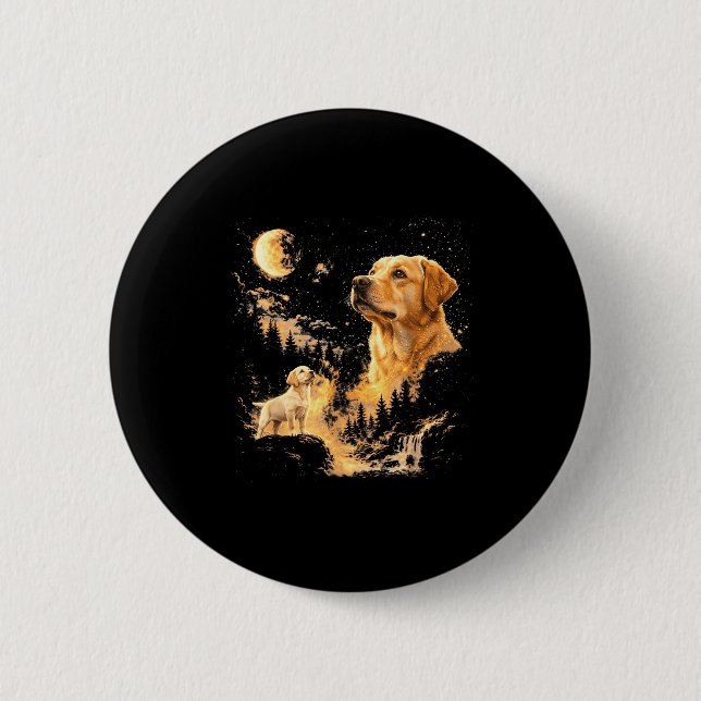 Labrador Retriever heult zum Mond Vintage Button (Vorderseite)