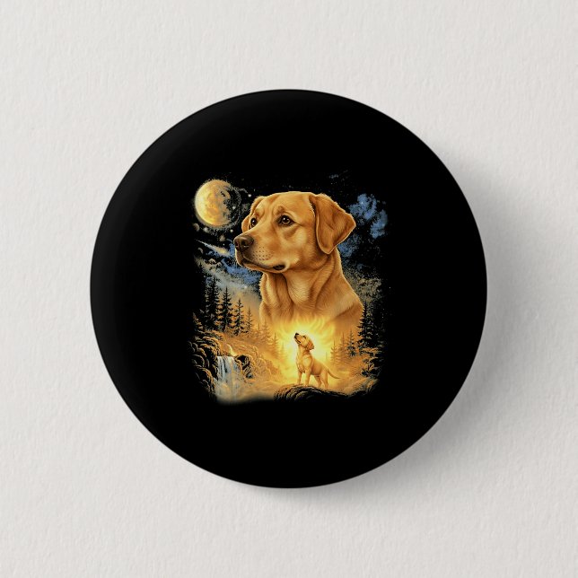Labrador Retriever heult zum Mond Vintage Button (Vorderseite)