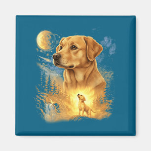 Labrador Retriever heult zum Mond Vintage Magnet