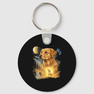 Labrador Retriever heult zum Mond Vintage Schlüsselanhänger
