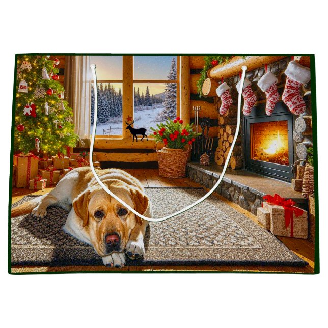 Labrador Retriever Holiday Card Große Geschenktüte (Vorderseite)