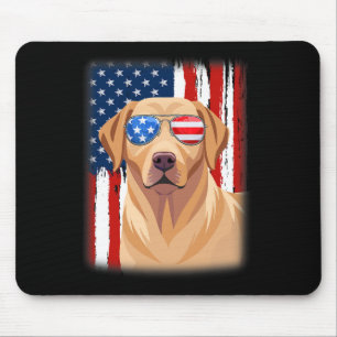 Labrador Retriever Hund Amerika Flagge 4. Juli USA Mousepad