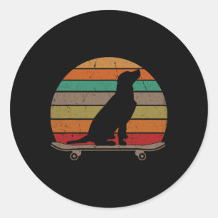 Labrador Retriever Hund Auf Skateboard Lustiges Sk Runder Aufkleber