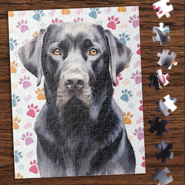 Labrador Retriever Hund farbenfrohe Paw Prints Puzzle (Von Creator hochgeladen)