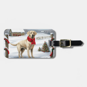 Labrador Retriever Hund im Schnee Weihnachten Gepäckanhänger