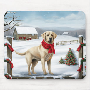 Labrador Retriever Hund im Schnee Weihnachten Mousepad