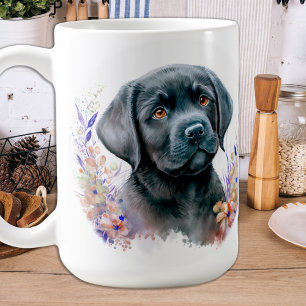 Labrador Retriever Hund Moderne, florale Welpe Tasse