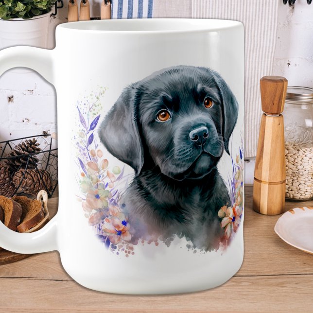 Labrador Retriever Hund Moderne, florale Welpe Tasse (Von Creator hochgeladen)