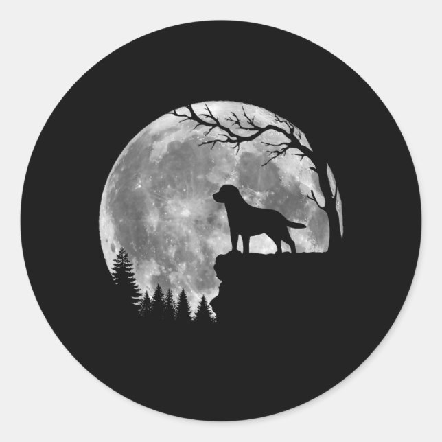 Labrador Retriever Hund Mond Silhouette Halloween Runder Aufkleber (Vorderseite)