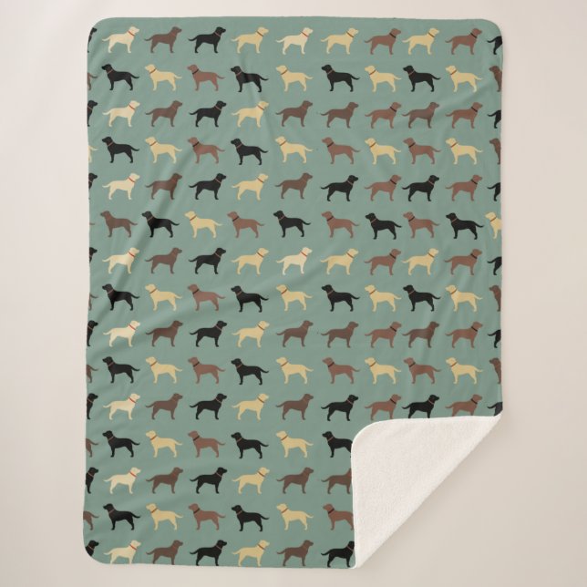 Labrador Retriever Hund Silhouetten Muster Labrado Sherpadecke (Vorderseite)