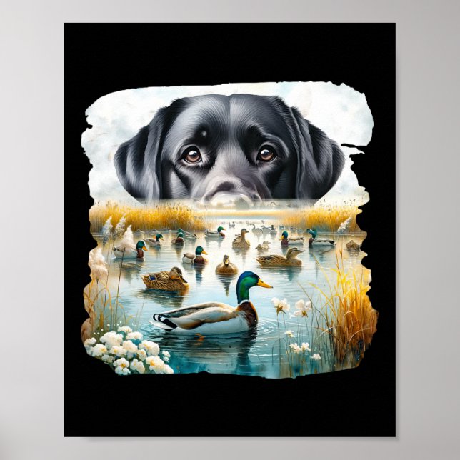 Labrador Retriever Hund Us Flag Duck Hunter Poster (Vorne)