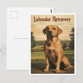 Labrador Retriever Hund Vintage Kunst Postkarte