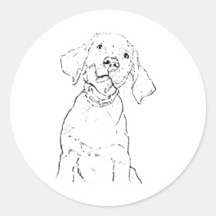 Labrador Retriever Hund Wandkunst, Poster Zeichnun Runder Aufkleber
