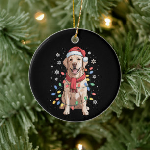 Labrador Retriever Hund Weihnachtsmann Hut Xmas We Keramik Ornament