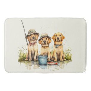 Labrador Retriever Hunde beim Angeln Badematte