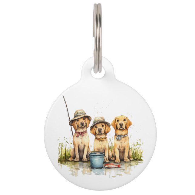 Labrador Retriever Hunde Fischen Haustiermarke (Vorderseite)