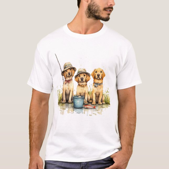 Labrador Retriever Hunde Fischen T-Shirt (Vorderseite)
