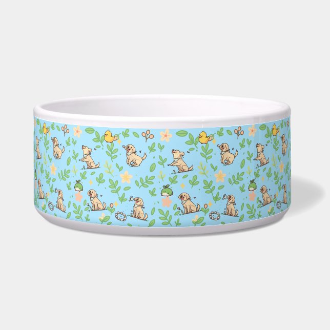 Labrador Retriever Hunde-Schüssel Frühlingsflorale Napf (Vorderseite)