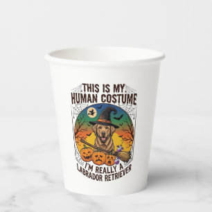 Labrador Retriever im Menschenkostüm Halloween Hex Pappbecher
