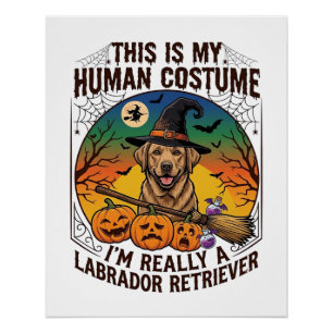 Labrador Retriever im Menschenkostüm Halloween Hex Poster