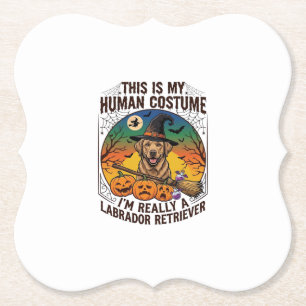 Labrador Retriever im Menschenkostüm Halloween Hex Untersetzer