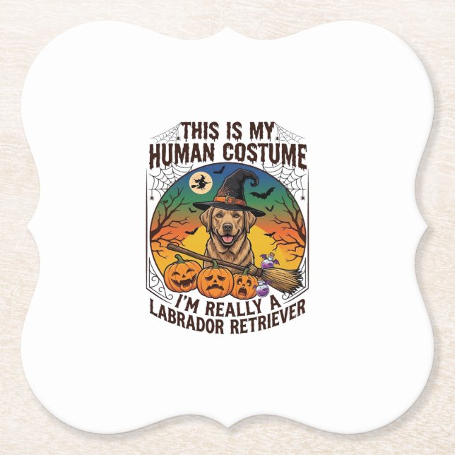 Labrador Retriever im Menschenkostüm Halloween Hex Untersetzer (Vorderseite)