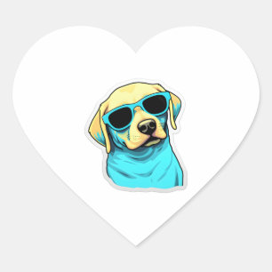 Labrador Retriever in Cooler Sonnenbrille Classic Herz-Aufkleber