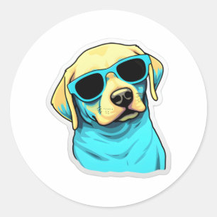 Labrador Retriever in Cooler Sonnenbrille Classic  Runder Aufkleber