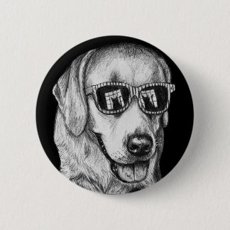 Labrador retriever in den Schatten mit Button