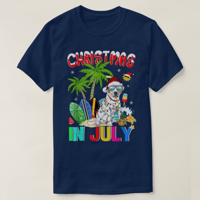 Labrador Retriever in der Weihnachtsmannmütze Weih T-Shirt (Design vorne)