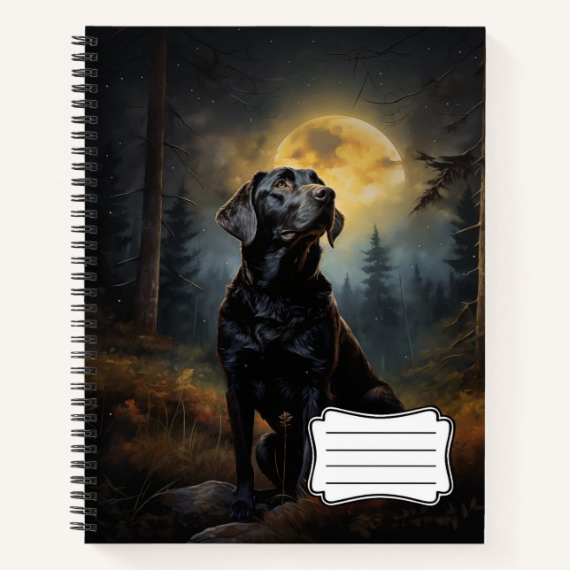 Labrador Retriever in mondbeleuchteter Nacht Notizbuch (Vorderseite)