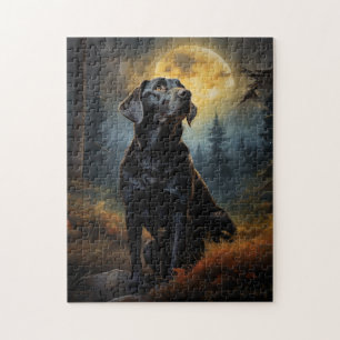Labrador Retriever in mondbeleuchteter Nacht Puzzle