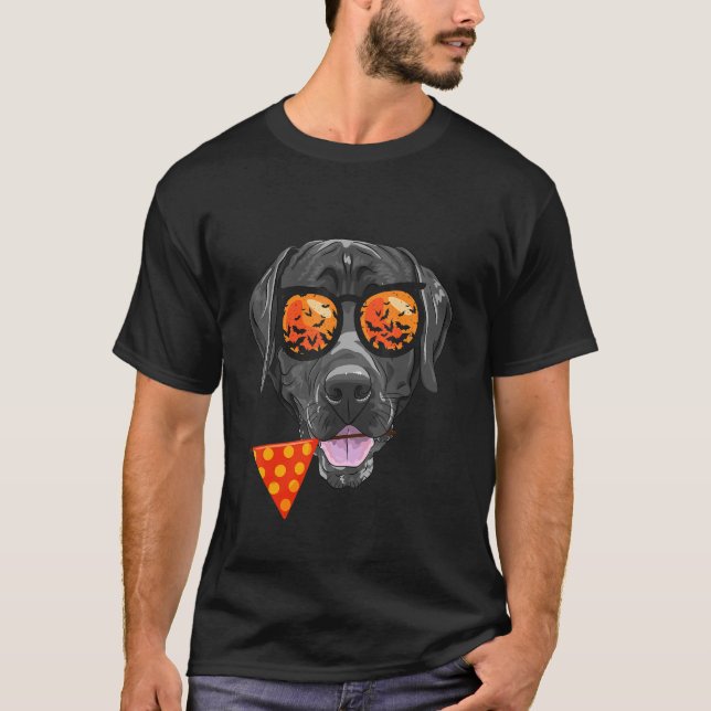 Labrador Retriever in Sonnenbrillen Lazy Halloween T-Shirt (Vorderseite)