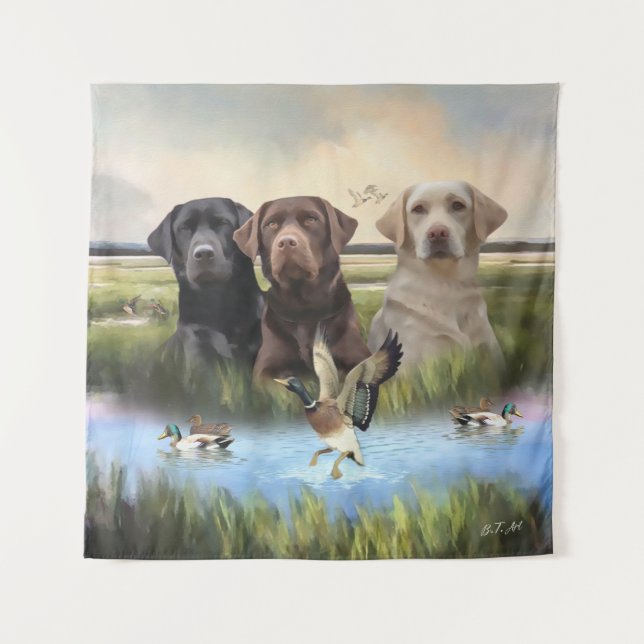 Labrador Retriever, (Jagdhunde)  Wandteppich (Vorderseite)