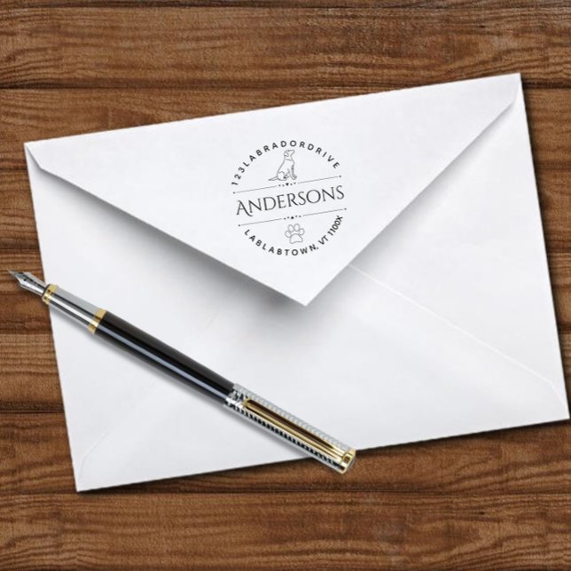 Labrador Retriever Kontur Rücksendeadresse Permastempel (Labrador Sitting Silhouette Return Address Self-inking Stamp.)