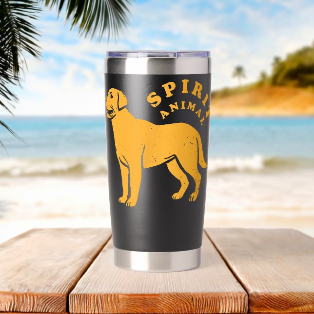 Labrador Retriever Krafttier Lustiger Labrador Thermobecher (Strand (gedreht))